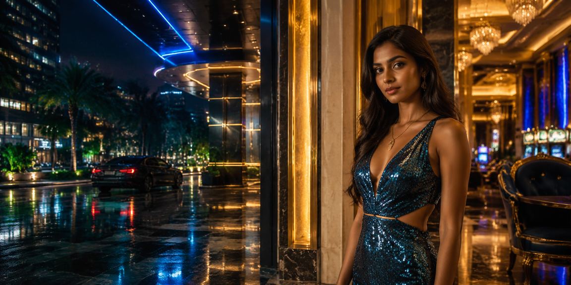 A vibrant view of casino players enjoying Rummy game in modern Indian setting